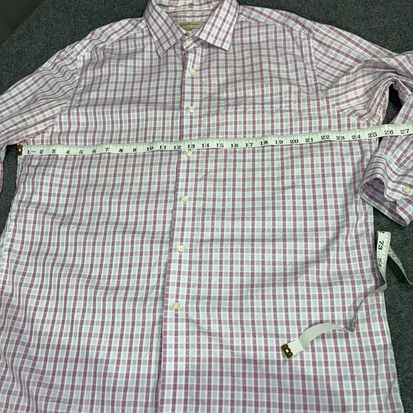 Tommy Bahama Shirt Men’s 17 32-33 Plaid Cotton Lightweight Corpcore Pink White - Picture 9 of 13